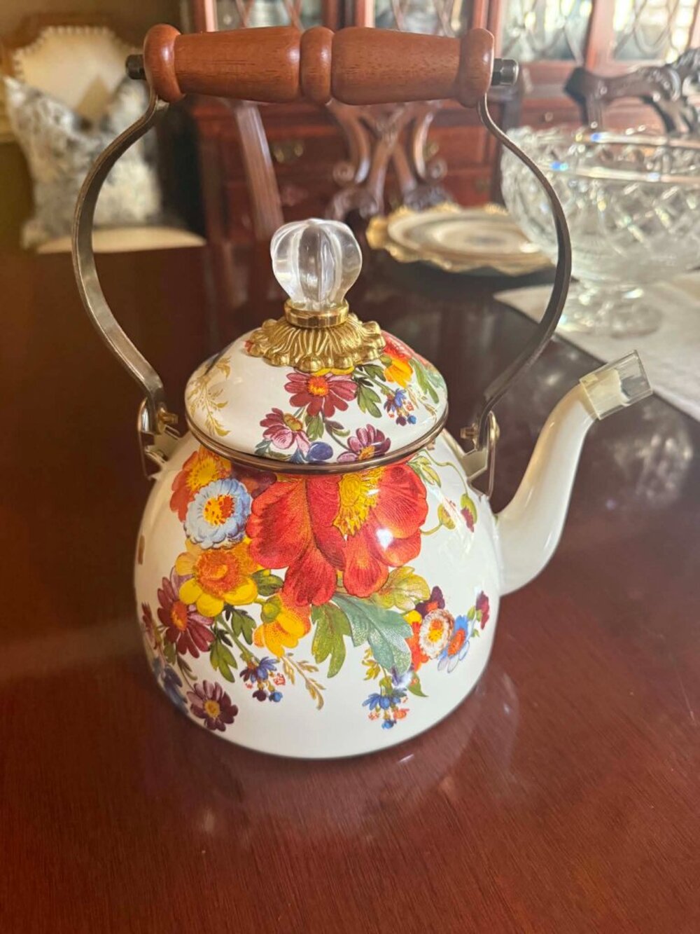 MacKenzie Childs Floral Teapot